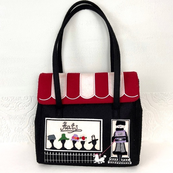 Vintage felted wool unique hat shop embroidered handbag - Picture 1 of 10